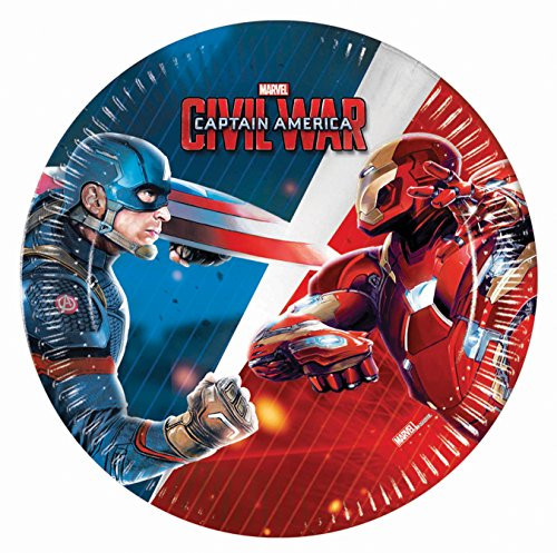 UNIQUE PARTY 72236 - 20cm Captain America Civil War Party Plates, Pack of 8