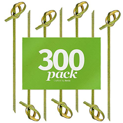 Bamboo Knot Picks by Aevia - Disposable Eco-Friendly Cocktail Skewers - Biodegradable and compostable - Great for Appetizers and Hors' D'oeuvre (4", 300 pack)