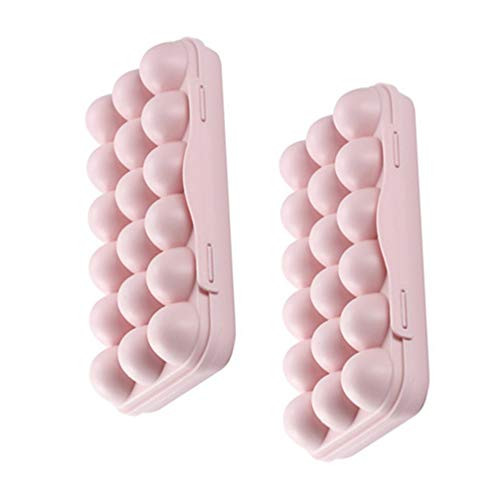 DOITOOL 2Pcs 18 Grid Egg Storage Box Refrigerator Crisper Egg Protection Box Plastic Egg Holder Egg Carriage Container Devided Egg Tray Egg Bin for Home Picnic Pink