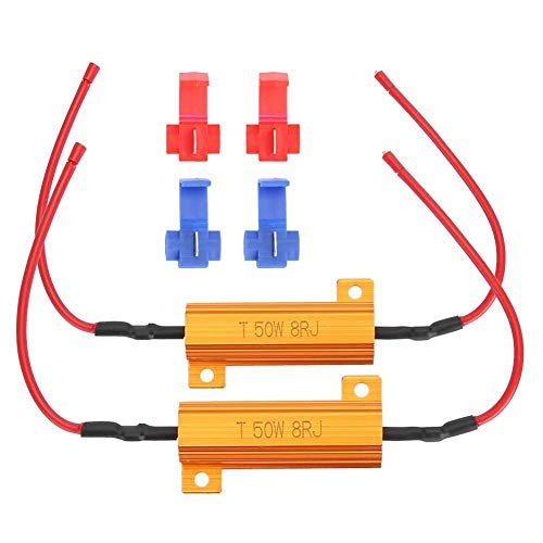 2Pcs 50W 8ohm Load Resistors, Load Resistor Decoder Fix LED Bulbs Hyper Flash Turn Signal Blink Error Code