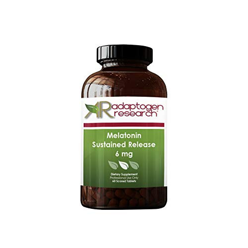 Melatonin Sustained Release 6 mg   Time Release plus Extra Strength Sleep Aid   60 Scored Tables   By Adaptogen Research Pharmaceutical Grade