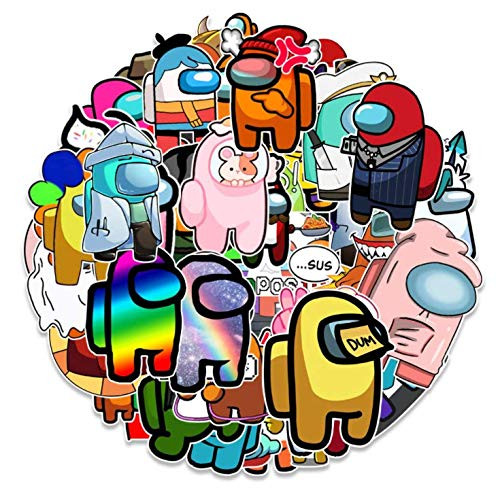 50 pcs Among Us Stickers Pack Game Sticker Cartoon Cute Vinly Stickers for Laptop Skateboard Car Phone Case Guitar Luggage Decal Graffiti Patches Hot Game Waterproof Stickers Gift for Kids(Among Us)