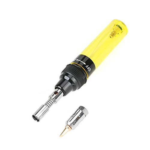 Cordless Butane Soldering Iron,Precision Soldering Pen,Gas Blow Torch Butane Soldering Iron Gun Welding Tool,for Electronics Soldering(Yellow)