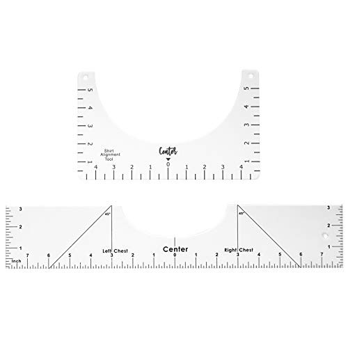 2 Pack Tshirt Ruler Vinyl T Shirt Graphic Alignment Tool T-Shirt Ruler Guide to Center Designs for Vinyl and HTV Heat Press Transfer Sublimation Designs on T-Shirt-Vinyl Ruler Guide Size Chart