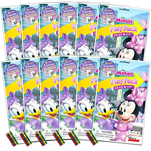 Disney Minnie Mouse Party Favor Packs ~ 12 Play Packs Filled with Coloring Books and Stickers Featuring Minnie Mouse (Minnie Mouse Party Supplies)