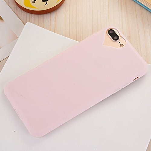 for Apple iPhone 8 7 Plus 5.5" Slim Cute Love Heart Hole Rubber Gel TPU Soft Case Cover (Light Pink, for iPhone 8 7 Plus 5.5")