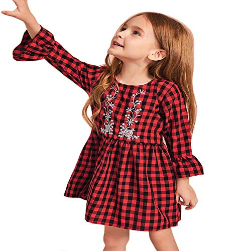 Kids Toddler Baby Girl Plaid Christmas Dress Outfit Long Sleeve Princess Party Dress Playwear Winter Fall Clothes (4-5T, Christmas Buffalo Plaid Dress) Kids Toddler Baby Girl Plaid Christmas Dress Outfit Long Sleeve Princess Party Dress Playwear Winter Fall Clothes (4-5T, Christmas Buffalo Plaid Dress)