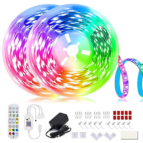 Smart WiFi LED Strip Lights, 32.8ft RGB Color Changing Light Strips Work with Android iOS Alexa and Google Home, App Remote, Music Sync SMD 5050 Tape Light for Bedroom, Home, Kitchen, TV and Party Smart WiFi LED Strip Lights, 32.8ft RGB Color Changing Light Strips Work with Android iOS Alexa and Google Home, App Remote, Music Sync SMD 5050 Tape Light for Bedroom, Home, Kitchen, TV and Party