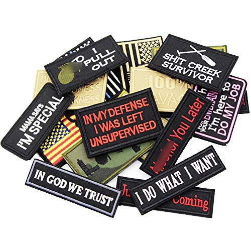 ZHDTW 18pcs Assorted Tactical Morale Patches for Army Fans Embroidery Patch for Backpack Bags Uniforms with Hook and Loop (DT018)