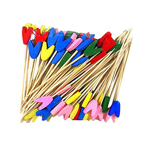 SHINA Cocktail Sticks Party Frilled Toothpicks, Sandwich, Appetizer, Cocktail Picks Party Supplies Plates Picks 100 Count (Tulip Multicolour)