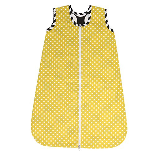 Bacati Dots/Pin Stripes Sleep Sack 2, Grey/Yellow