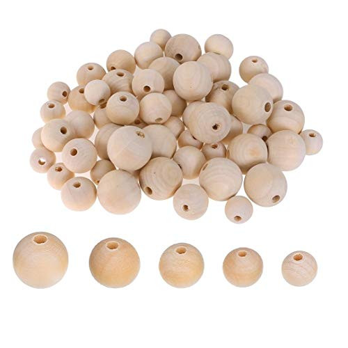 Amaney 150pcs 12mm-20mm Unfinished Wood Beads Assorted Natural Round Ball Loose Solid Wooden Spacer Beads for Crafts DIY Handmade Jewelry Making Bracelet Garland Hair Amaney 150pcs 12mm-20mm Unfinished Wood Beads Assorted Natural Round Ball Loose Solid Wooden Spacer Beads for Crafts DIY Handmade Jewelry Making Bracelet Garland Hair