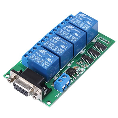 12V 4Ch DB9 RS232 Relay Board Remote Control UART Serial Port Switch for Car Motor