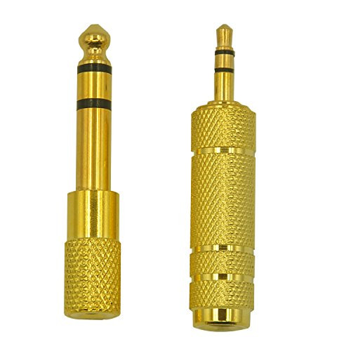 FineInno 3.5 mm Stereo Male to 6.35 mm (1/4 Inch) and 6.35mm to 3.5mm Gold Plated Stereo Female Audio Jack Converter Headphone Adapter for Mobile Phone, Computer, Guitar AMP?2PCS?