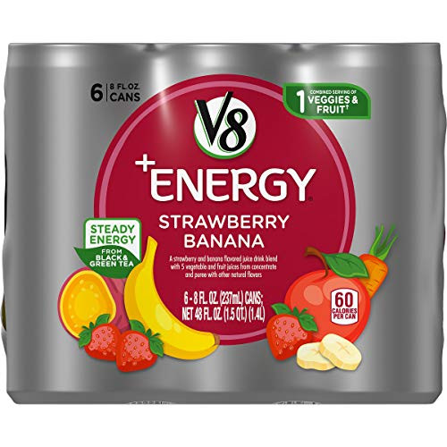 V8 plusEnergy, Healthy Energy Drink, Natural Energy from Tea, Strawberry Banana, 8 Ounce Can , 6 Count