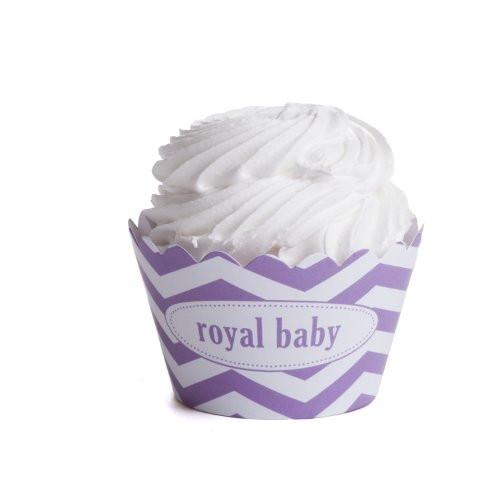 Dress My Cupcake Personalized Message Cupcake Wrappers, Chevron, Royal Baby, Lavender, Set of 12