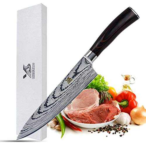 MSY BIGSUNNY Chef Knife, 8-inch Kitchen Knife, High Carbon Stainless Steel Slicer Cutter for Meat, Fruit and Vegeta.