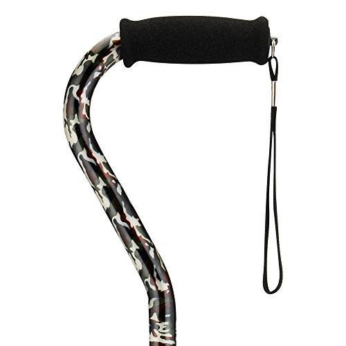 NOVA Designer Walking Cane with Offset Handle, Lightweight Adjustable Walking Stick with Carrying Strap, Camouflage Design