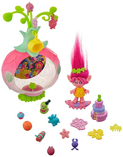 Dreamworks Trolls Sparkle Surprise Party Pod Playset with Color-Changing Poppy Figure, 9 Critters, 8 Accessories & Color-Changing Sticker Sheet