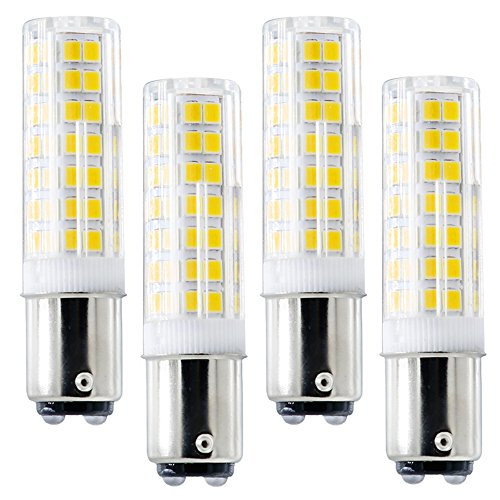 Ba15d LED Light Bulb, New Ba15d Double Contact Bayonet Base, 6W 120v 60W Equivalent Halogen Bulbs, Dimmable Sewing Machine Lamp 4 Pack (BA15D White 6000K)