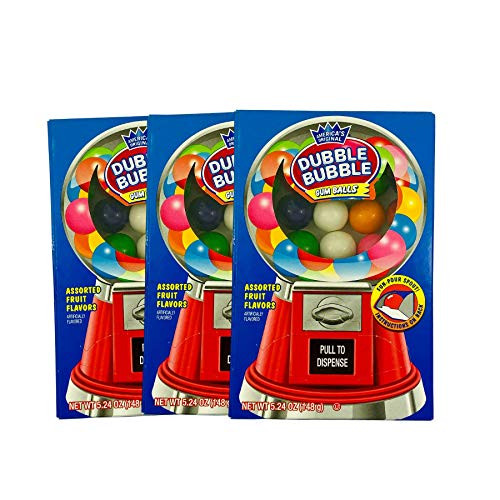 Dubble Bubble Gum Ball Machine Box, Valentine's Day Gift for Kids, Pack of 3