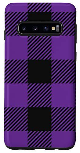 Galaxy S10 Purple and Black Buffalo Check Large Plaid Pattern Case