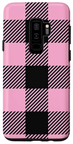 Galaxy S9plus Pink and Black Buffalo Check Large Plaid Pattern Case
