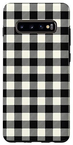 Galaxy S10plus Cream and Black Buffalo Check Plaid Ivory Pattern Case