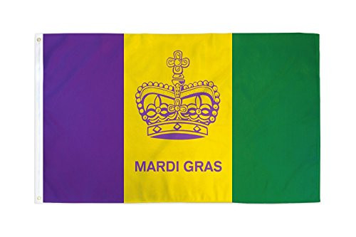 3x5 Mardi Gras (Crown) Polyester Flag 3'x5 Super Polyester Nylon Fade Resistant Double Stitched Premium Penant House Banner Grommets