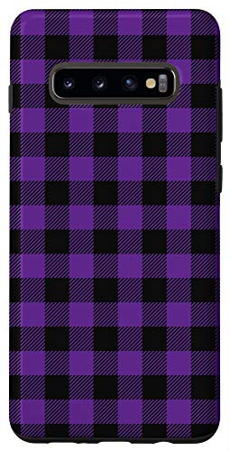 Galaxy S10plus Purple and Black Buffalo Check Plaid Pattern Case