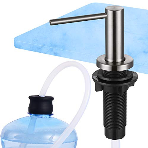 Sink Soap Dispenser (Brushed Nickel) for Kitchen, with 40 inch Silicone Extension Tube Kit