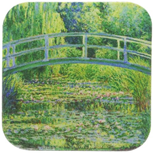 3dRose CST_46577_1 Famous Monets Water Lillies with Lavender Frame Soft Coasters, Set of 4