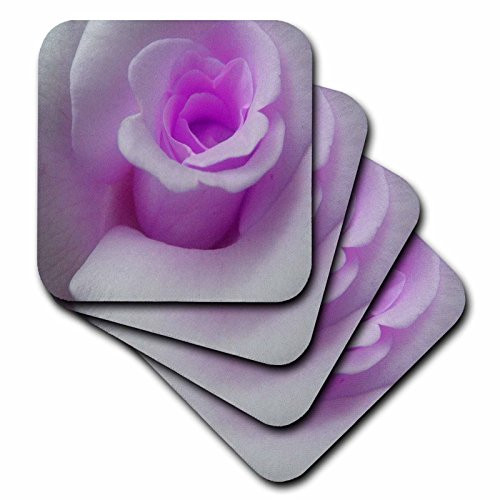 3dRose CST_9356_1 White Pink Lavender Rose-Soft Coasters, Set of 4