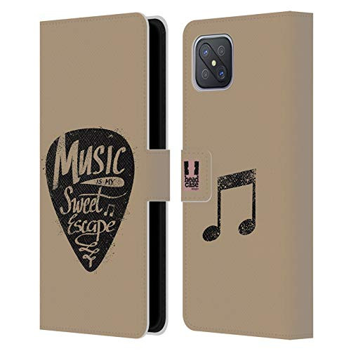 Head Case Designs Guitar Pick All About Music Leather Book Wallet Case Cover Compatible with Oppo A92s