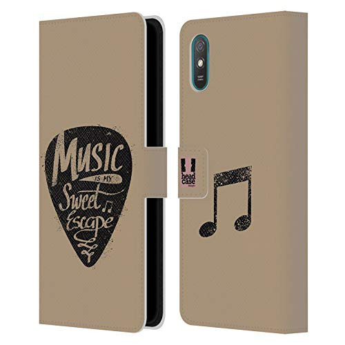 Head Case Designs Guitar Pick All About Music Leather Book Wallet Case Cover Compatible with Xiaomi Redmi 9A / Redmi 9AT