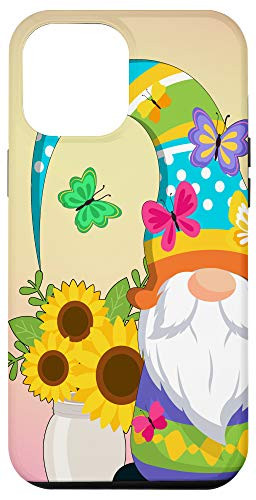 iPhone 12 Pro Max Cute Spring Time Motif For Gnome Lovers - Sunflower Gnomie Case