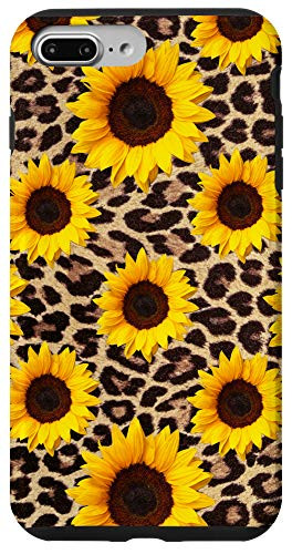 iPhone 7 Plus/8 Plus Yellow Flower Pattern for Girls Leopard Print and Sunflowers Case