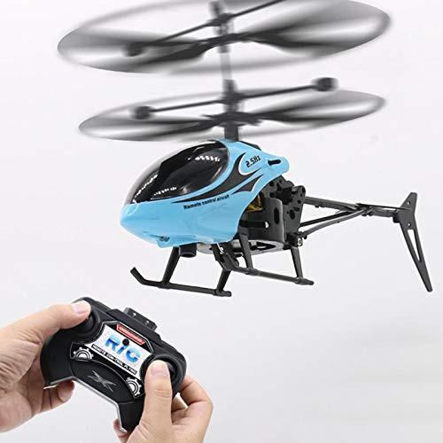 helegeSONG RC Helicopter, 2 Channels Rechargeable Fall-Resistant Remote Control Helicopter Aircraft Kids Toy Gift Blue