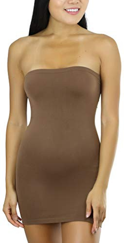 ToBeInStyle Women's Seamless Bodycon Dress - Tan - S/M
