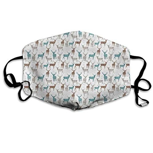 Women Men Boys Girls Dustproof,Reindeer Silhouettes With Writings Grunge Inspirations Christmas Half Face Mouth Mask Breathable Mouth Muffle For, Travel, Outdoor