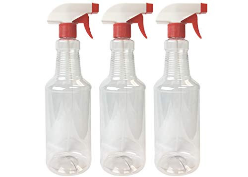 Speak Naturals Clear Empty Plastic Spray Bottle with Trigger Sprayer for Cleaning and Gardening, 32 Ounce (Pack of 3)