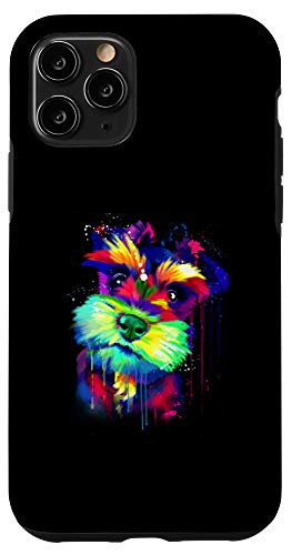 iPhone 11 Pro Colorful Schnauzer Dog Owner Paint Lover Painting Gift Case