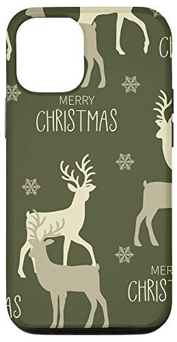 iPhone 12/12 Pro Merry Christmas Reindeer Olive Green Cute Phone Case