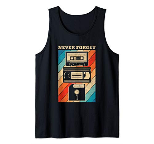 Never Forget Vintage Floppy Disk VHS Tape 90s 80s Cassette Tank Top