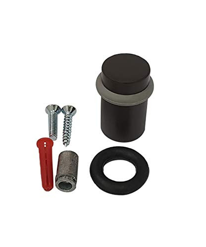 QCAA Cylindrical Floor Mount Door Stop, Height, Solid Brass, 2 inch, ORB, 1 Pack