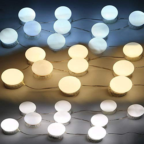 Vanity Lights for Mirror, Hollywood Style LED Vanity Mirror Lights Kit with 10 Dimmable Bulbs, USB Cable Vanity Dimmable Lamp with 3 Color Modes for Makeup Vanity Table Set in Dressing Room