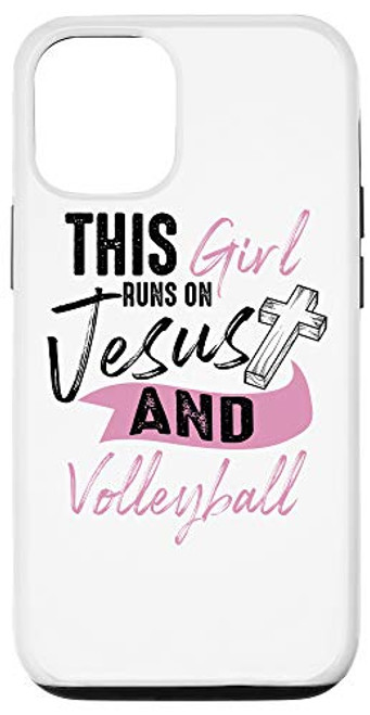 iPhone 12/12 Pro Cool Volleyball Gifts For Women Funny Teen Girl Run On Jesus Case