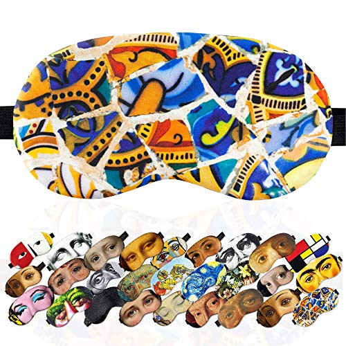 Sleep Mask Mosaic Gaudi Masterpieses for Women Men - 100percent Soft Cotton - Comfortable Eye Sleeping Mask Night Cover Blindfold for Travel Airplane (Mosaic Gaudi, Plastic Pack)