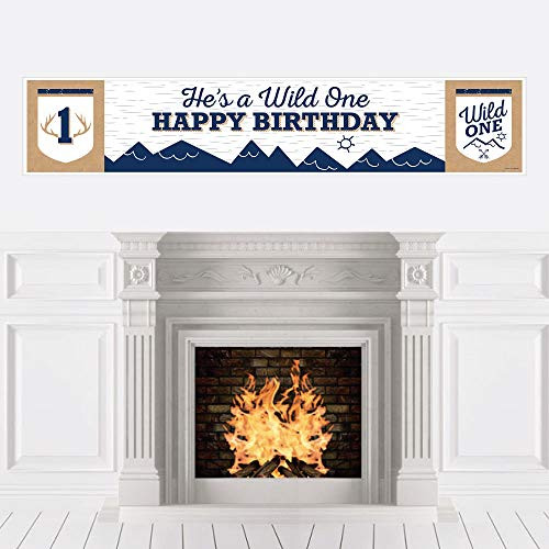 Big Dot of Happiness Hes a Wild One - Deer 1st Happy Birthday Decorations Party Banner
