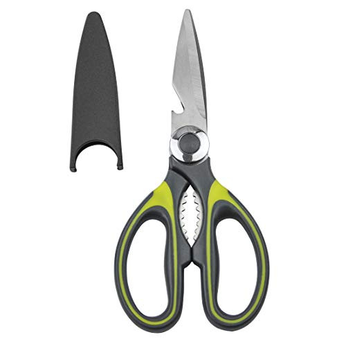 EDELIN Kitchen Shears with Blade Cover, Stainless Steel Scissors for Herbs, Chicken, Meat  and  Vegetables (Green and Black)
